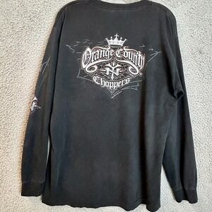 Vintage Orange County Choppers Shirt Mens Large Long Sleeve Flame West Coast Y2K